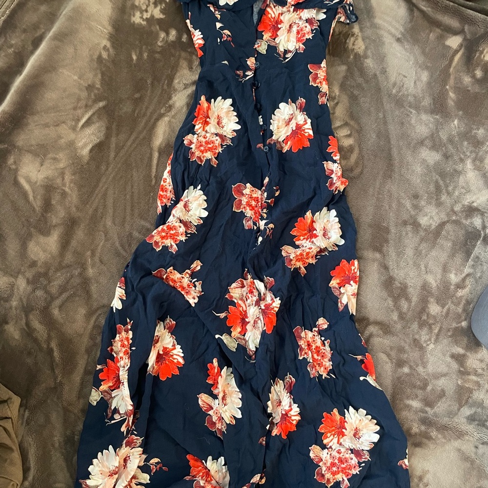 Source Unknown Orange Maxi Sundress V-neck